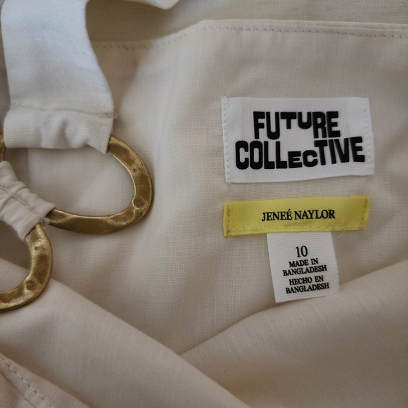 Jenee Naylor Ring Detail Mini Dress NWT Cream Size 10 Future Collective - Picture 5 of 7
